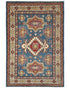4x6 Blue Kuba Afghan Hand Knotted Wool Area Rug